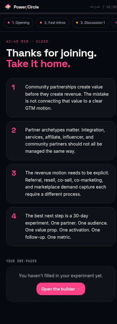 Close summary with personalized one-pager