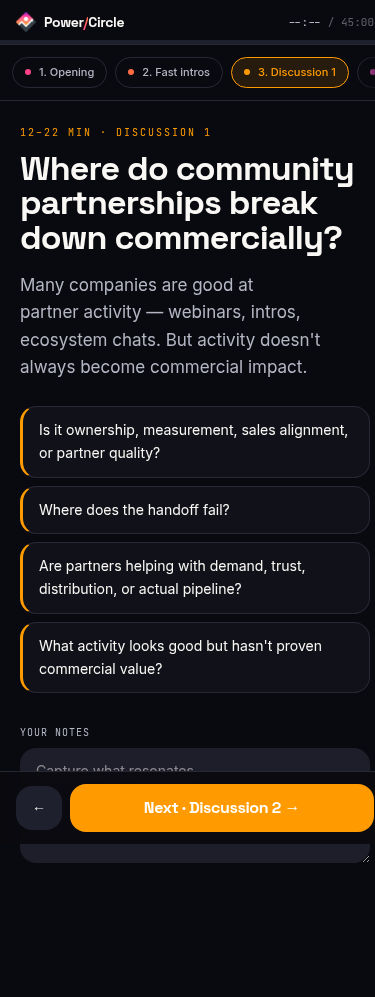 Discussion 1 — where partnerships break down commercially